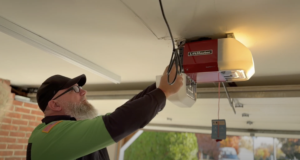 Big Guy checking a LiftMaster garage door opener